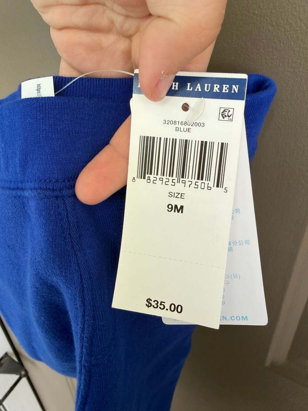 Ralph Lauren Baby Boys Fleece Jogger Pants Blue Size 9M - Picture 4 of 4